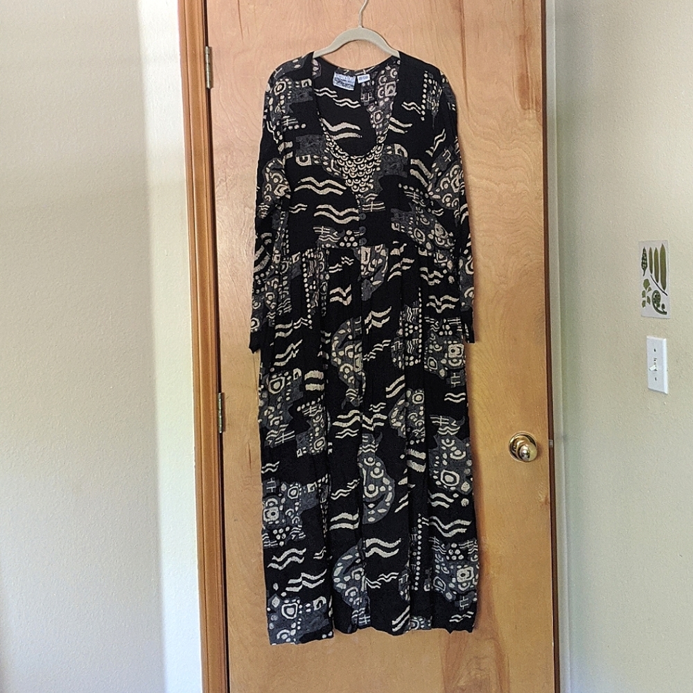 Size S Vintage Black Kate Geddes New Options maxi dress